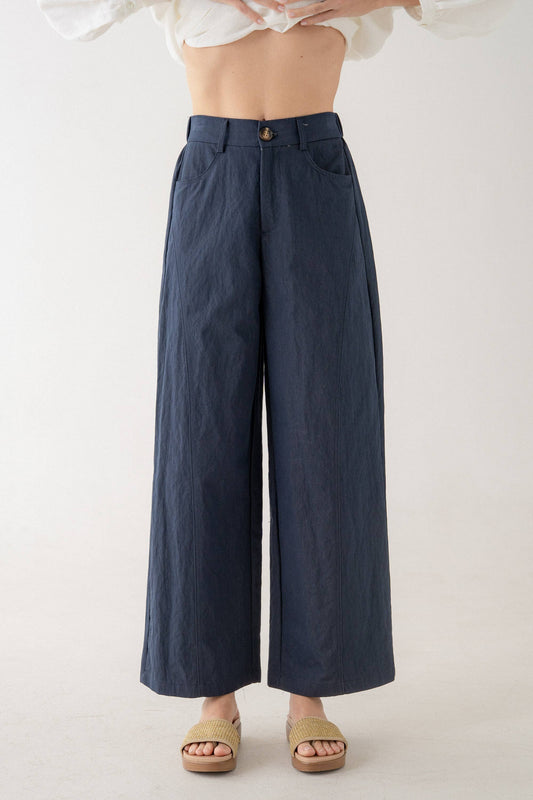 Tailor Straight Leg Cotton Blend Cropped Pants