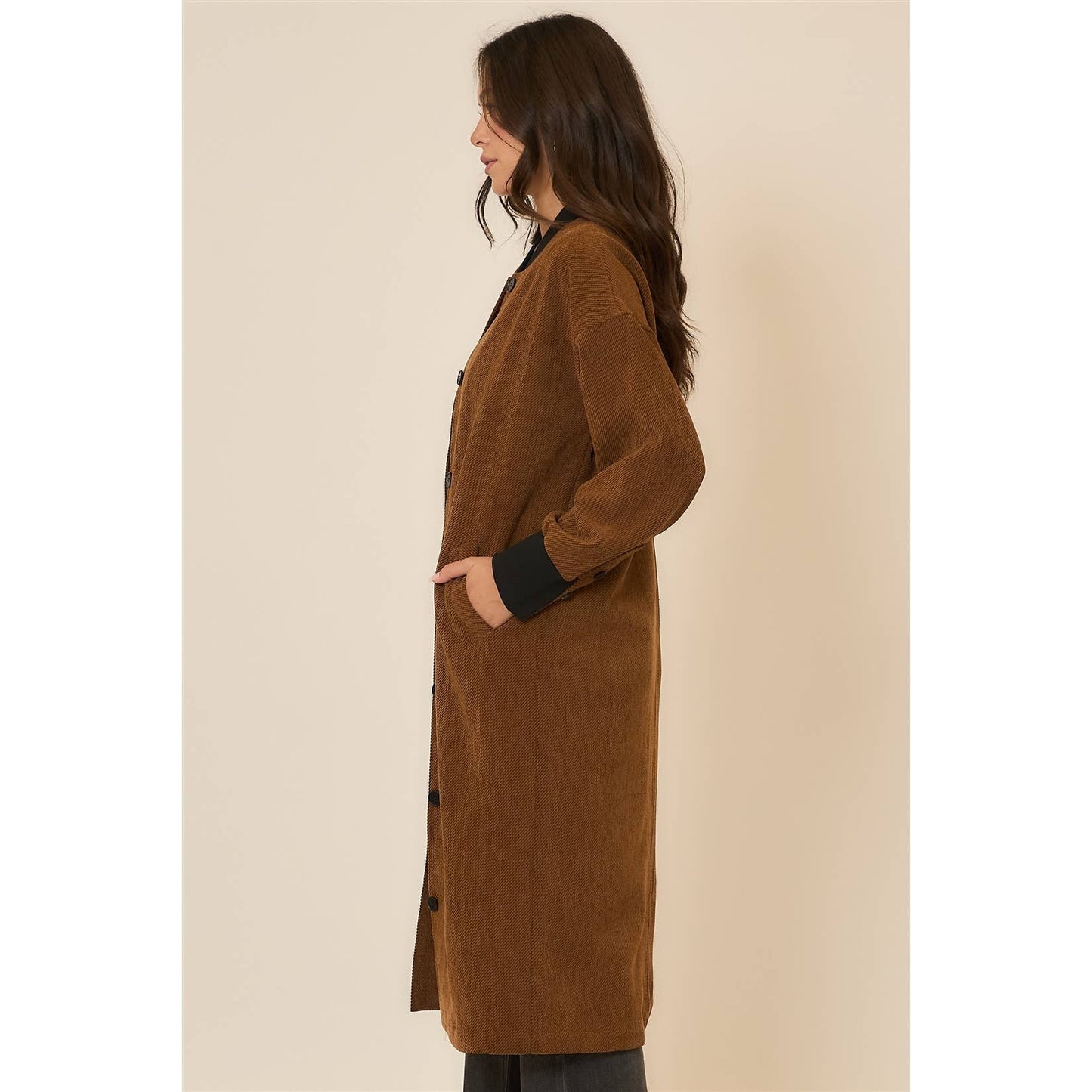 Joann Corduroy Button Up Long Coat