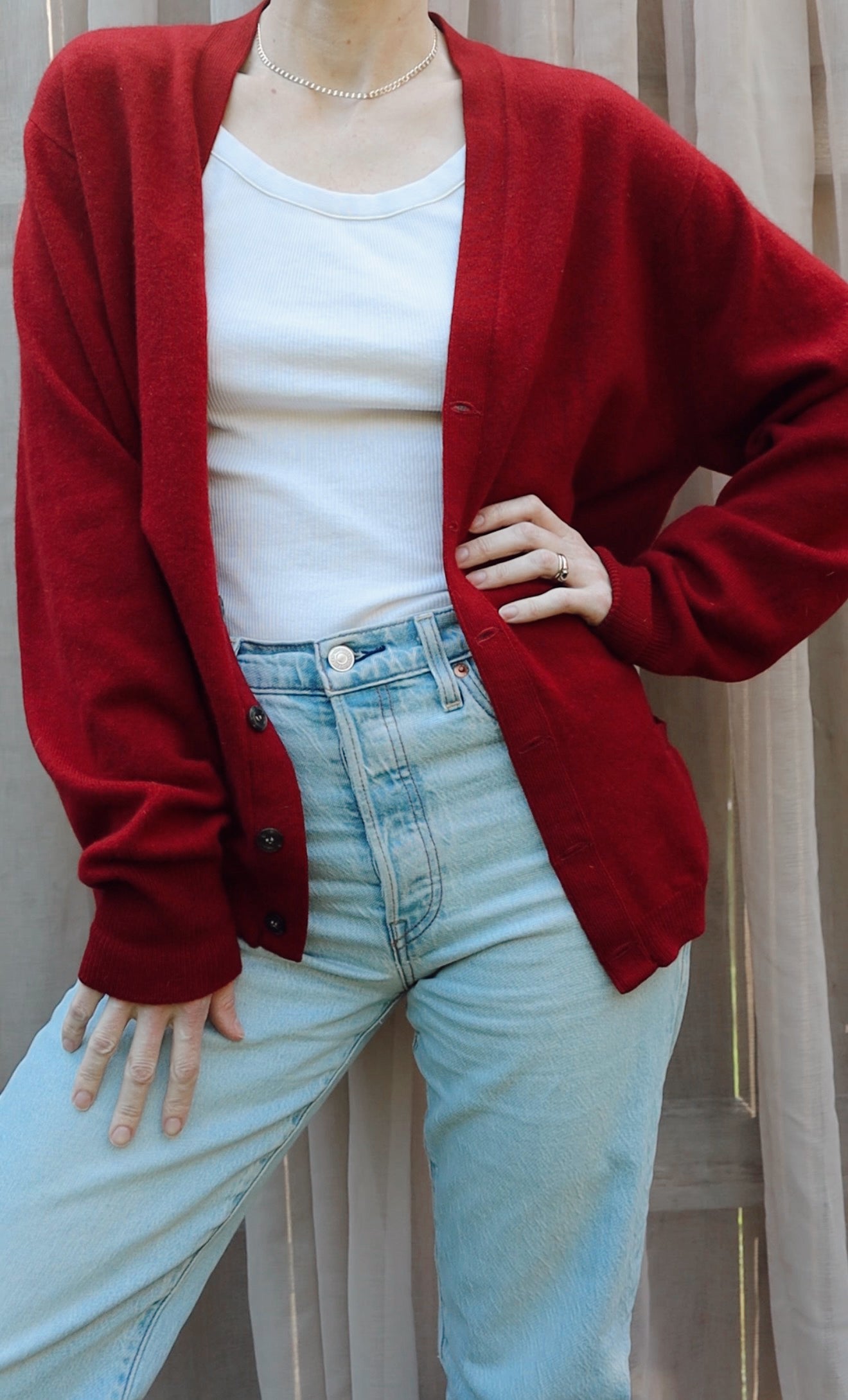 Vintage 70’s Cashmere Crimson Cardigan