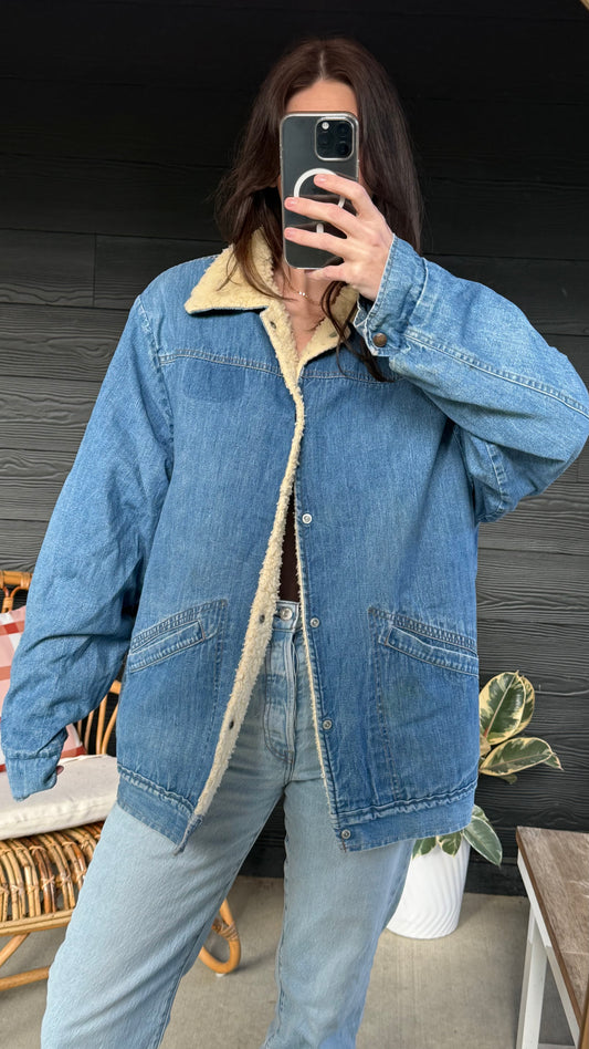Vintage Sherpa-Lined Denim Jacket