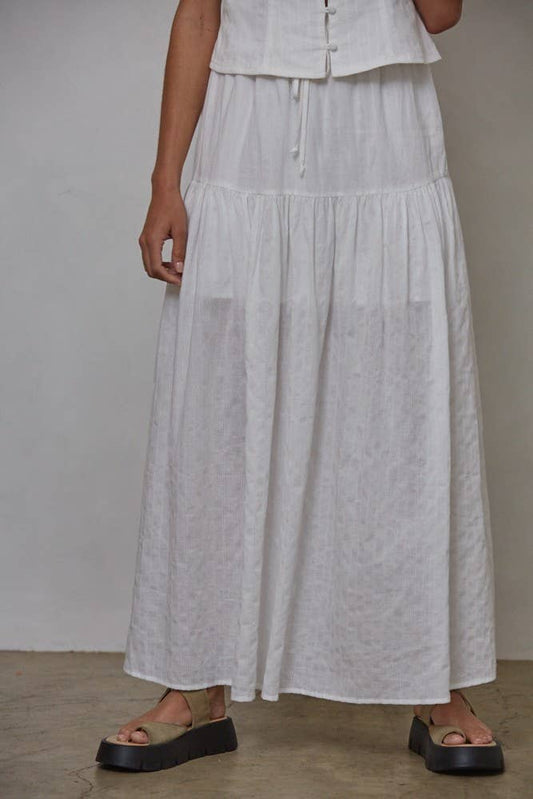 Presley Cotton Waist Tie Maxi Skirt