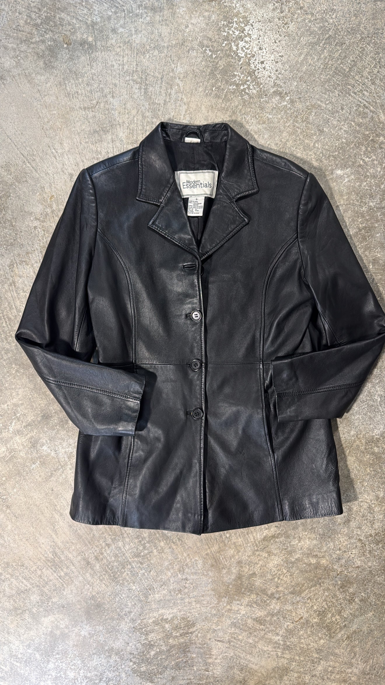 Vintage Genuine Leather Blazer Coat