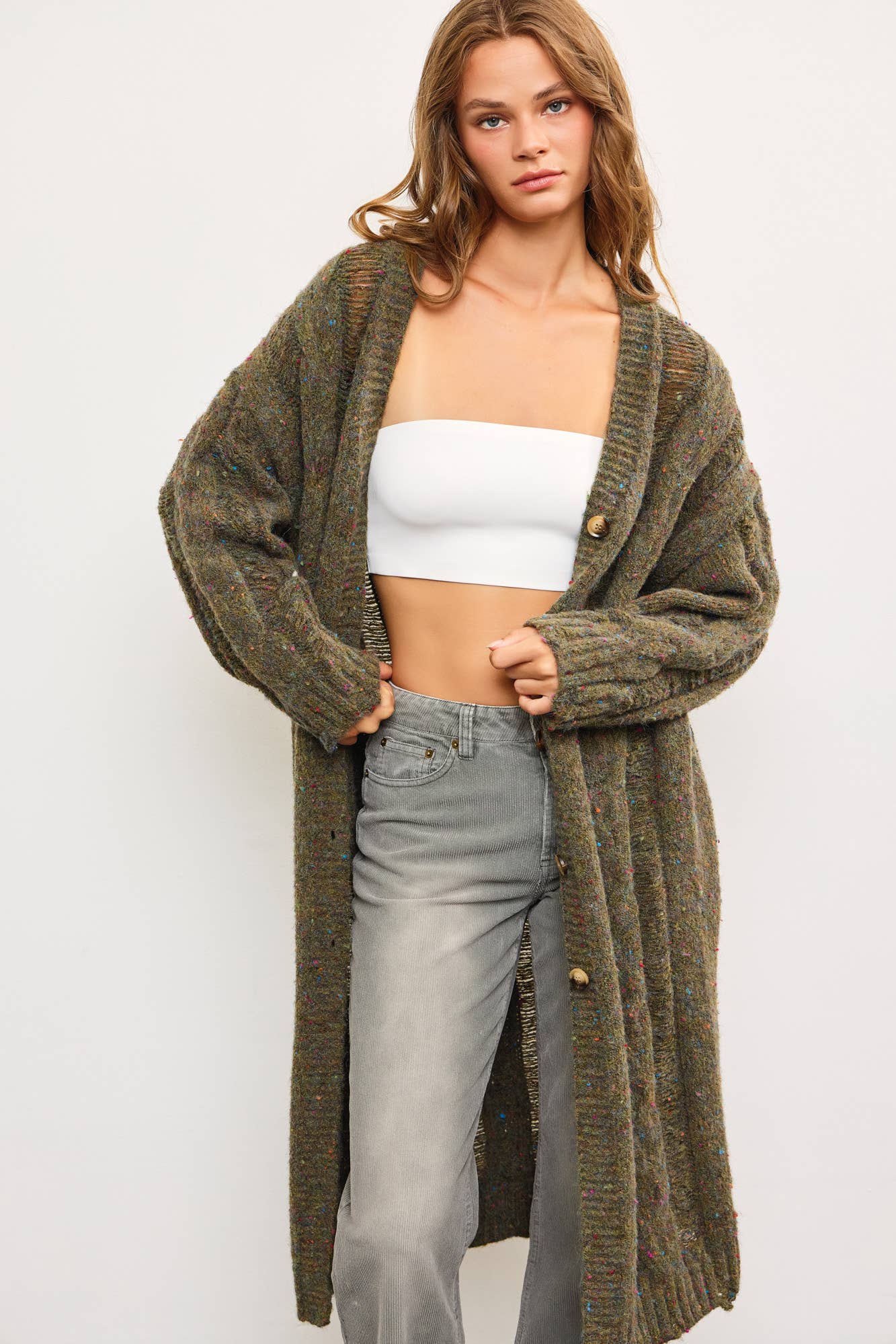 Cornelia Long Cardigan- Wheat