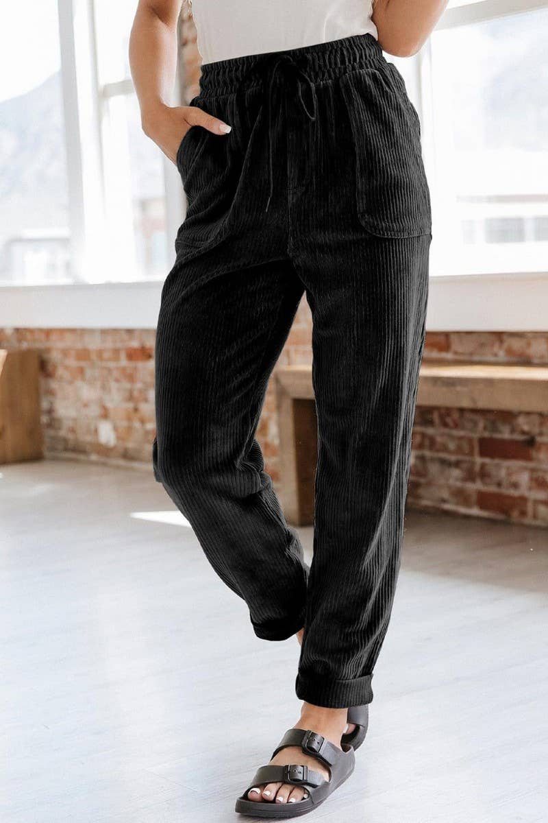 Mallory Corduroy Pants with Elastic Waistband