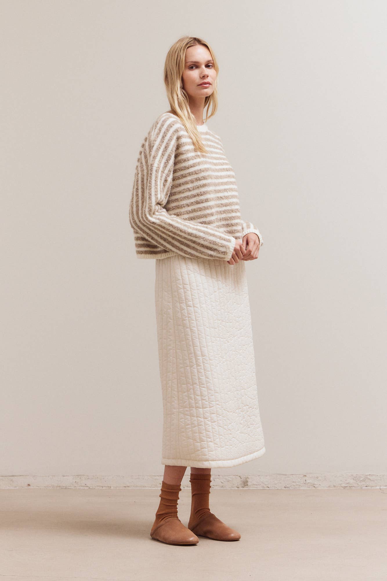 Frida Ivory & Chai Striped Sweater