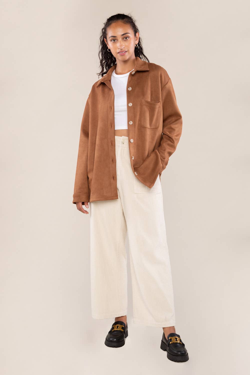 Willa Faux Suede Button Up Shacket