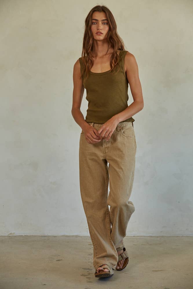 Knit Ribbed Scoop Neck Sleeveless Top