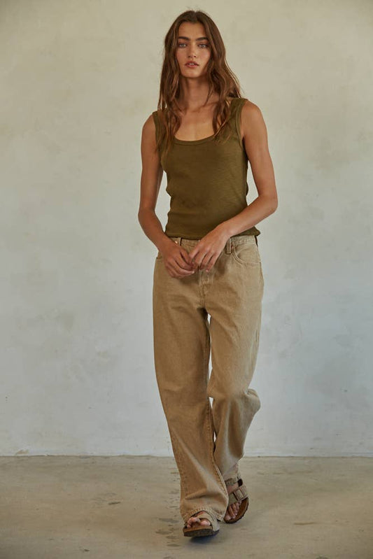 Knit Ribbed Scoop Neck Sleeveless Top