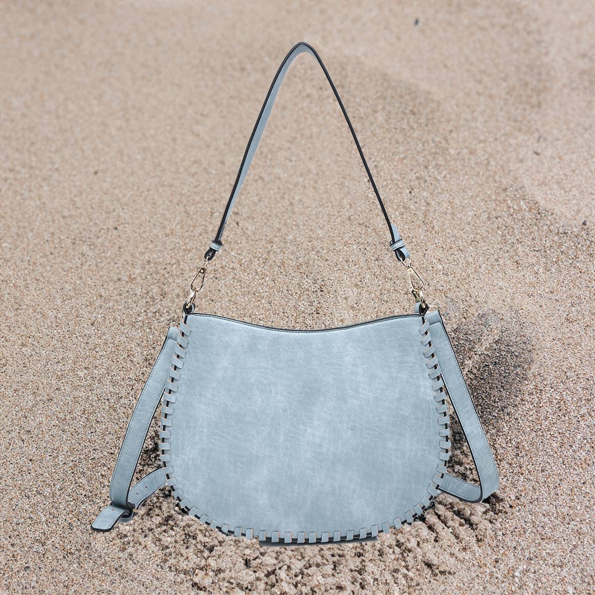 Randi Whipstitch Trim Crossbody/Saddle Bag