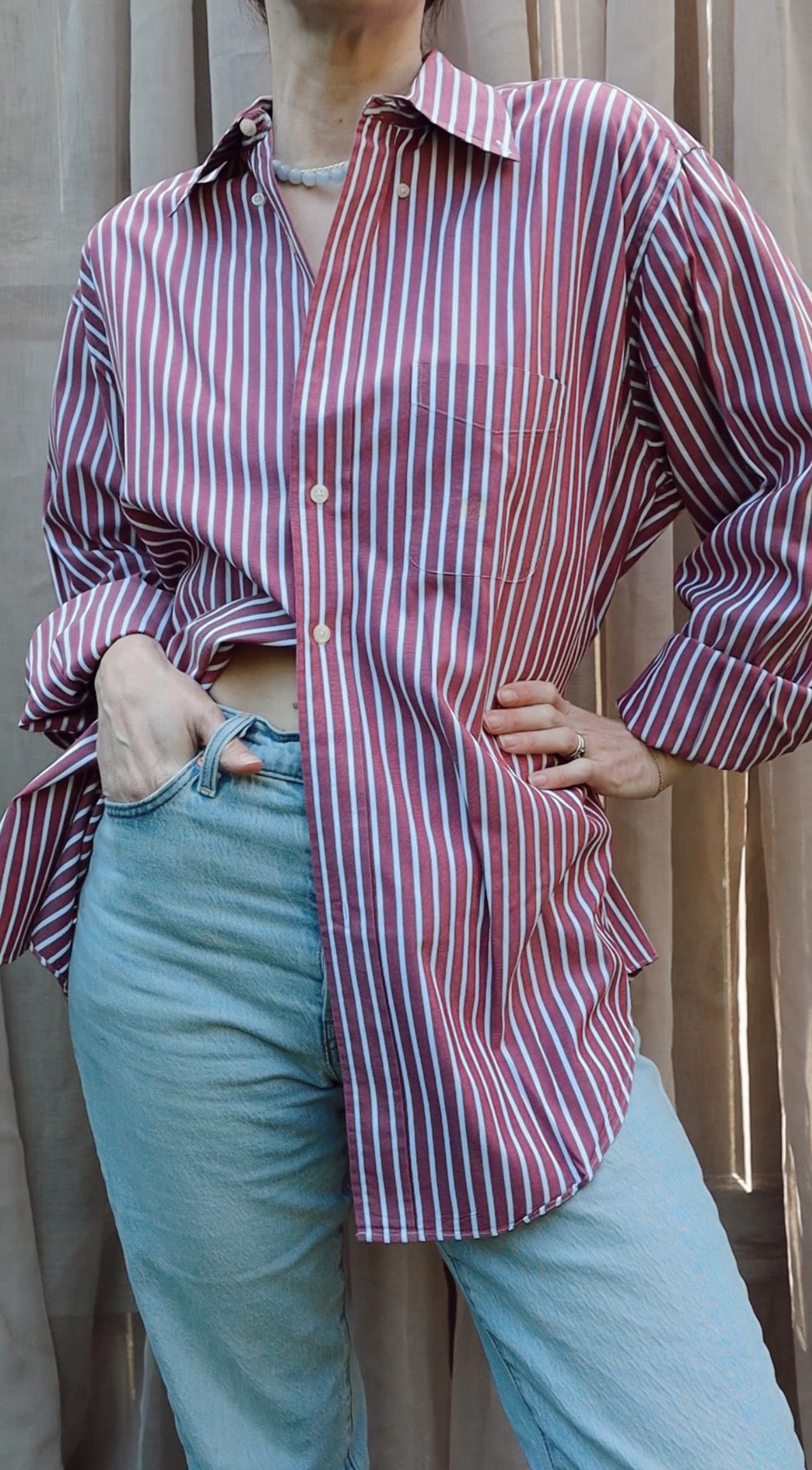 LL Bean Cotton Button Up Oxford Dress Shirt