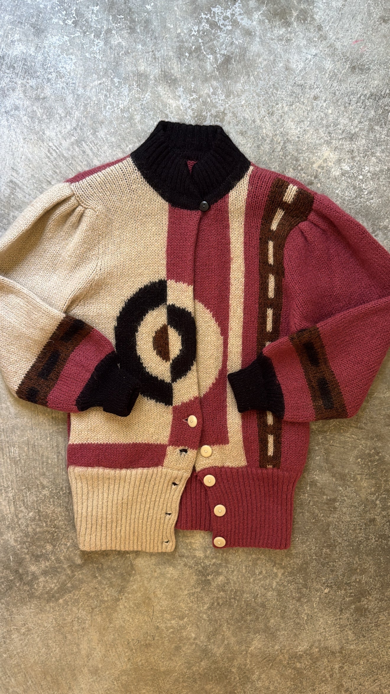 Vintage 1980’s Handmade Geo Sweater Cardigan