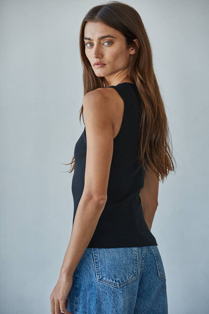 Helen Knit Cotton Ribbed Tank Top