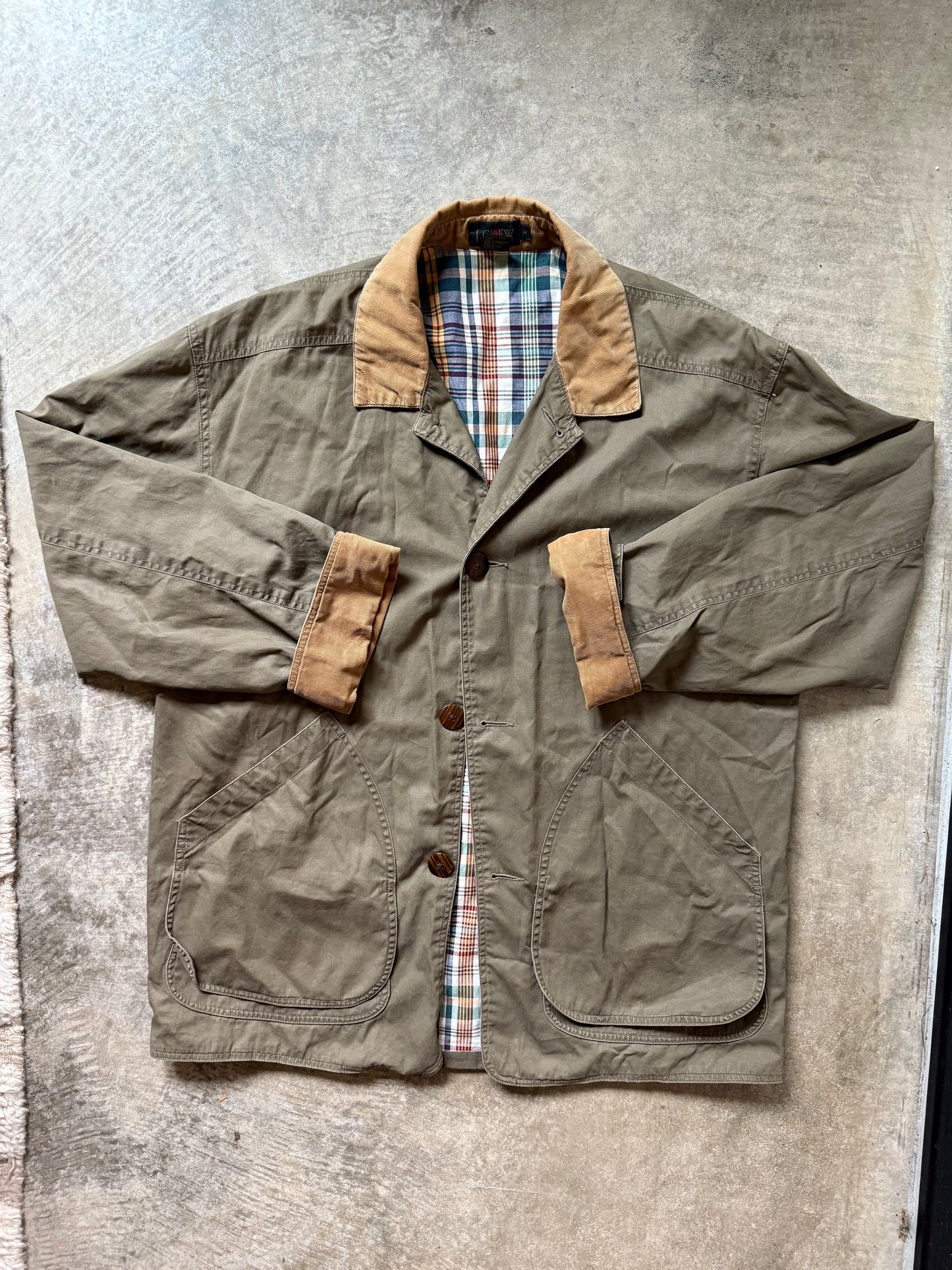 Vintage Olive & Camel Cord Barn Coat