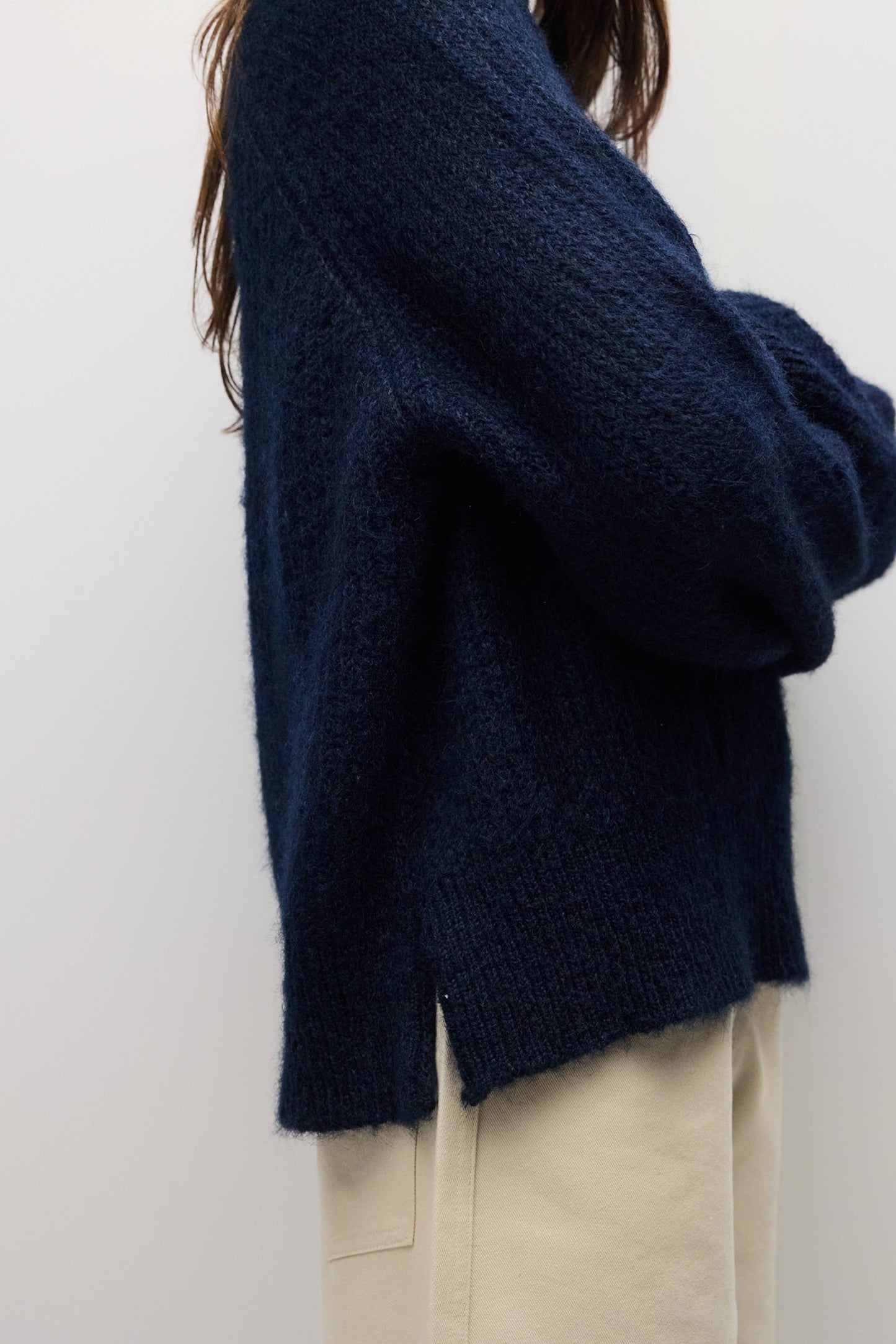 Orla Navy Oversized V-Neck Sweater