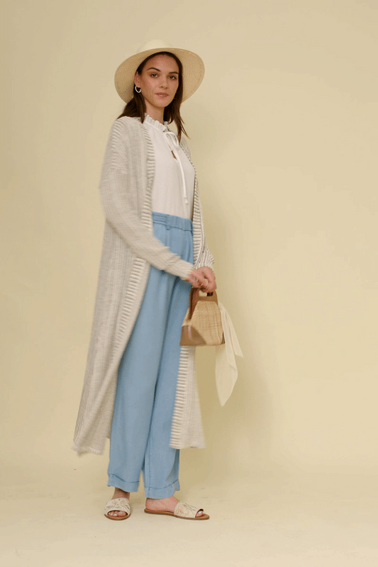 Sinclair Textured Stripe Loose Knit Duster