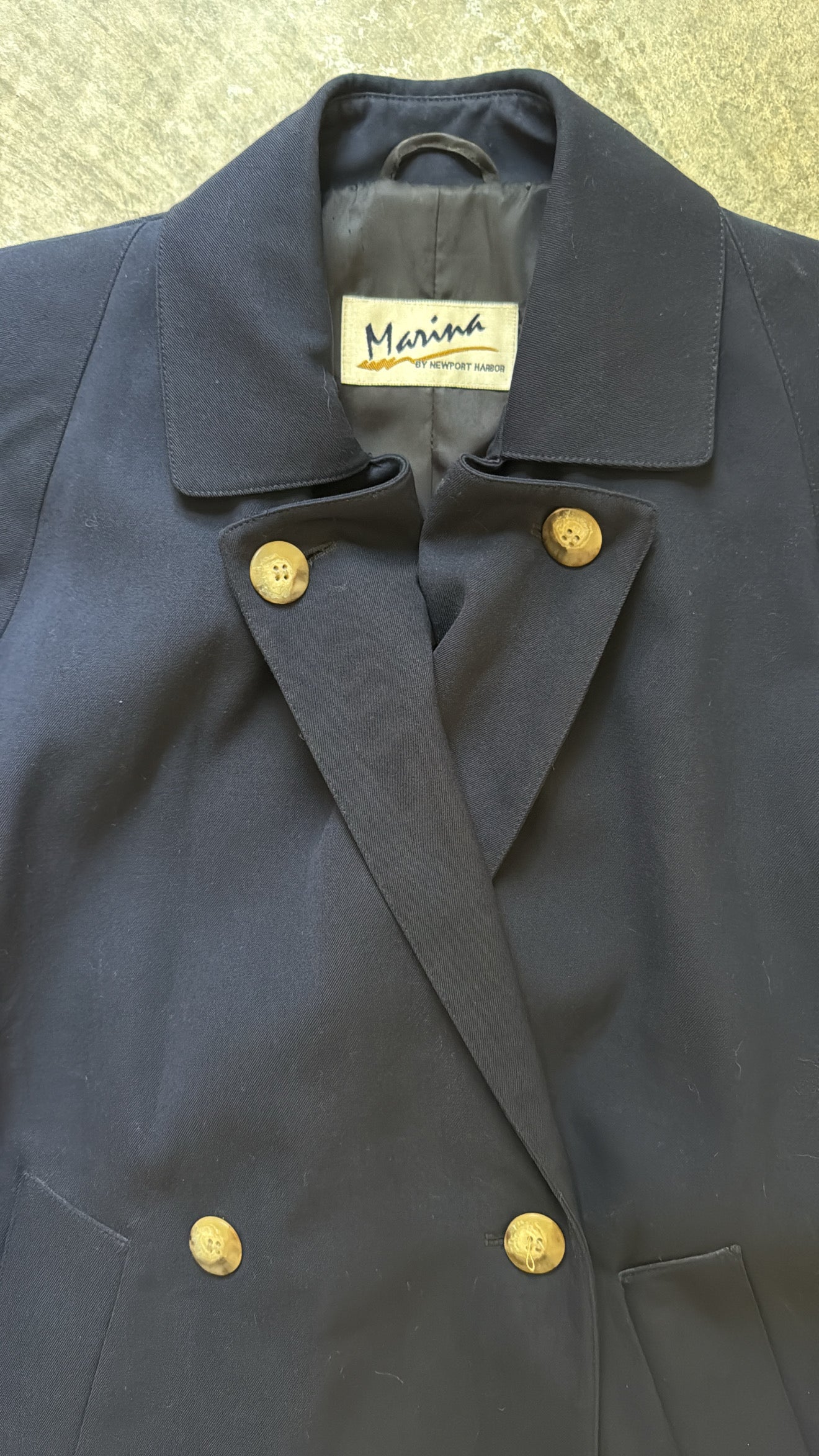 Vintage Navy Wool Belted Mid-weight Trench