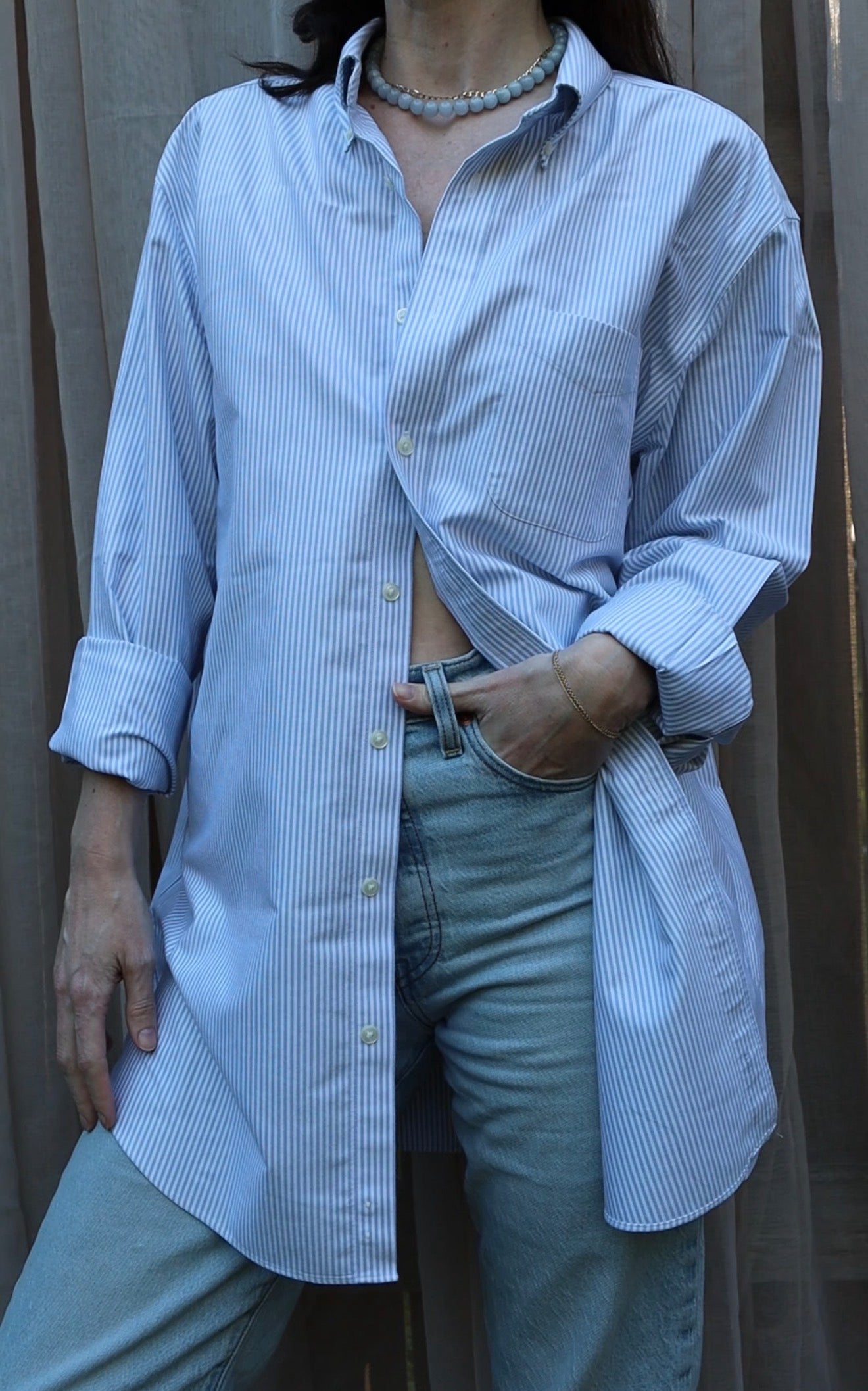 LL Bean 100% Cotton Oxford Button Up