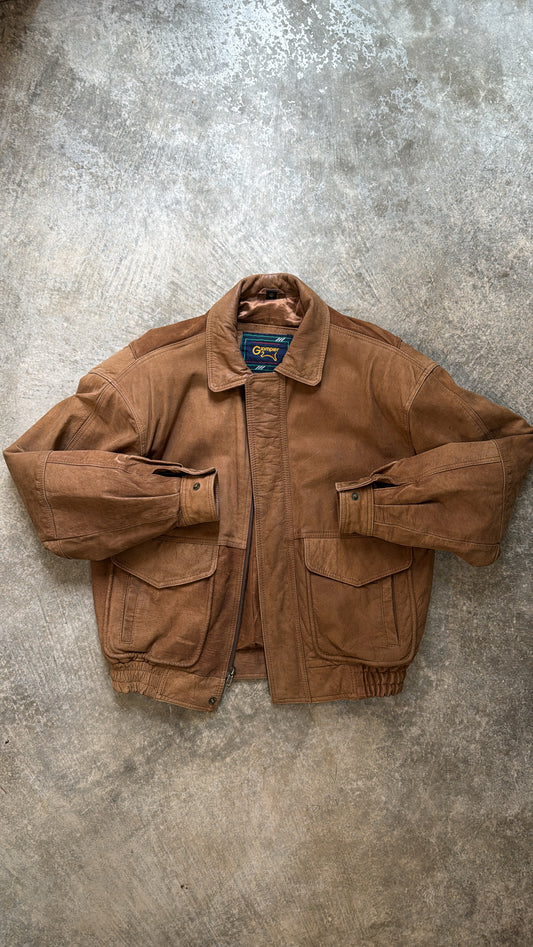 Vintage Brown Suede Bomber Jacket