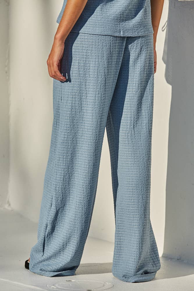 Dusty Woven Textured Wide Leg Long Pants