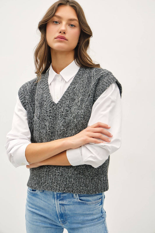 Charcoal Cable Knit Vest