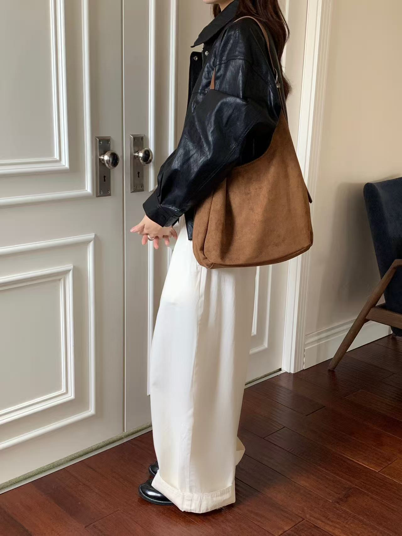 Vita Vegan Suede Microfiber Leather Hobo Bag