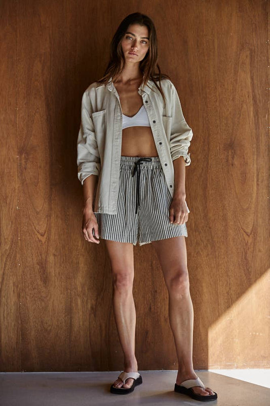 Stone Denim Cotton Button Down Jacket