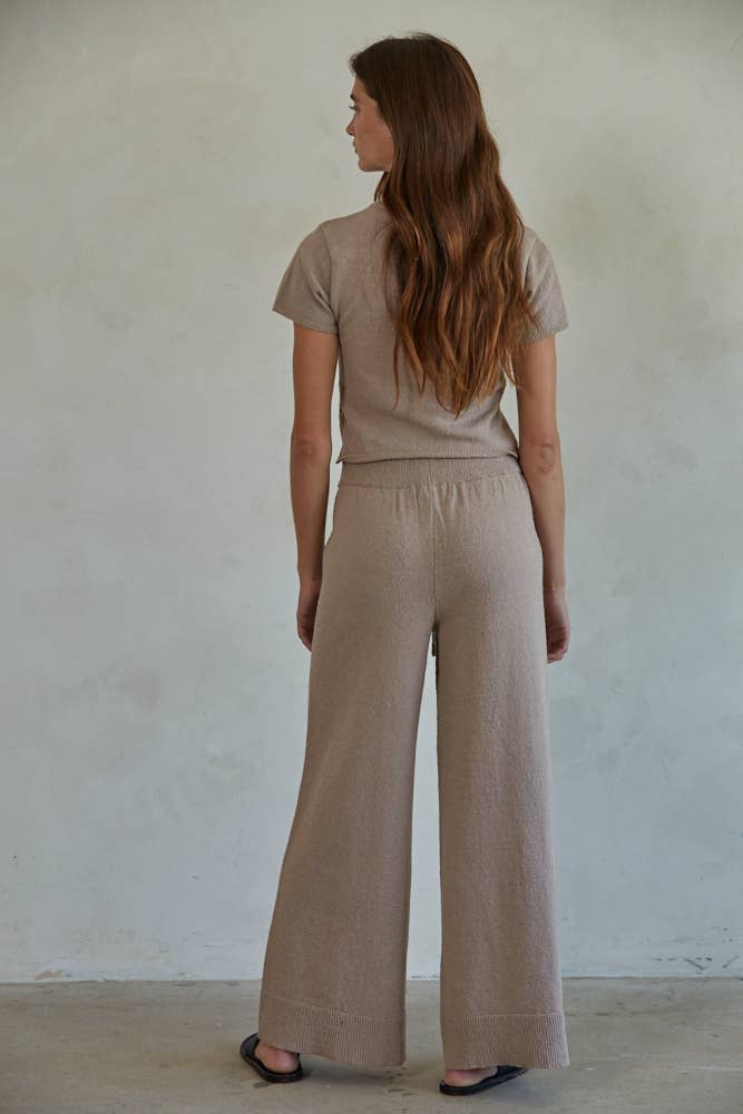 Mocha Knit Sweater Crop Top Tee