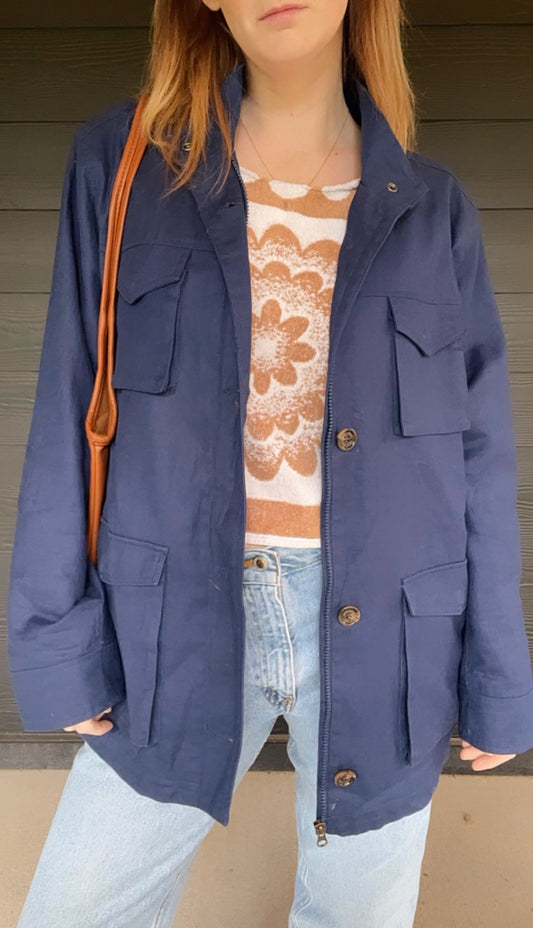 Vintage Navy Blue Utility Jacket