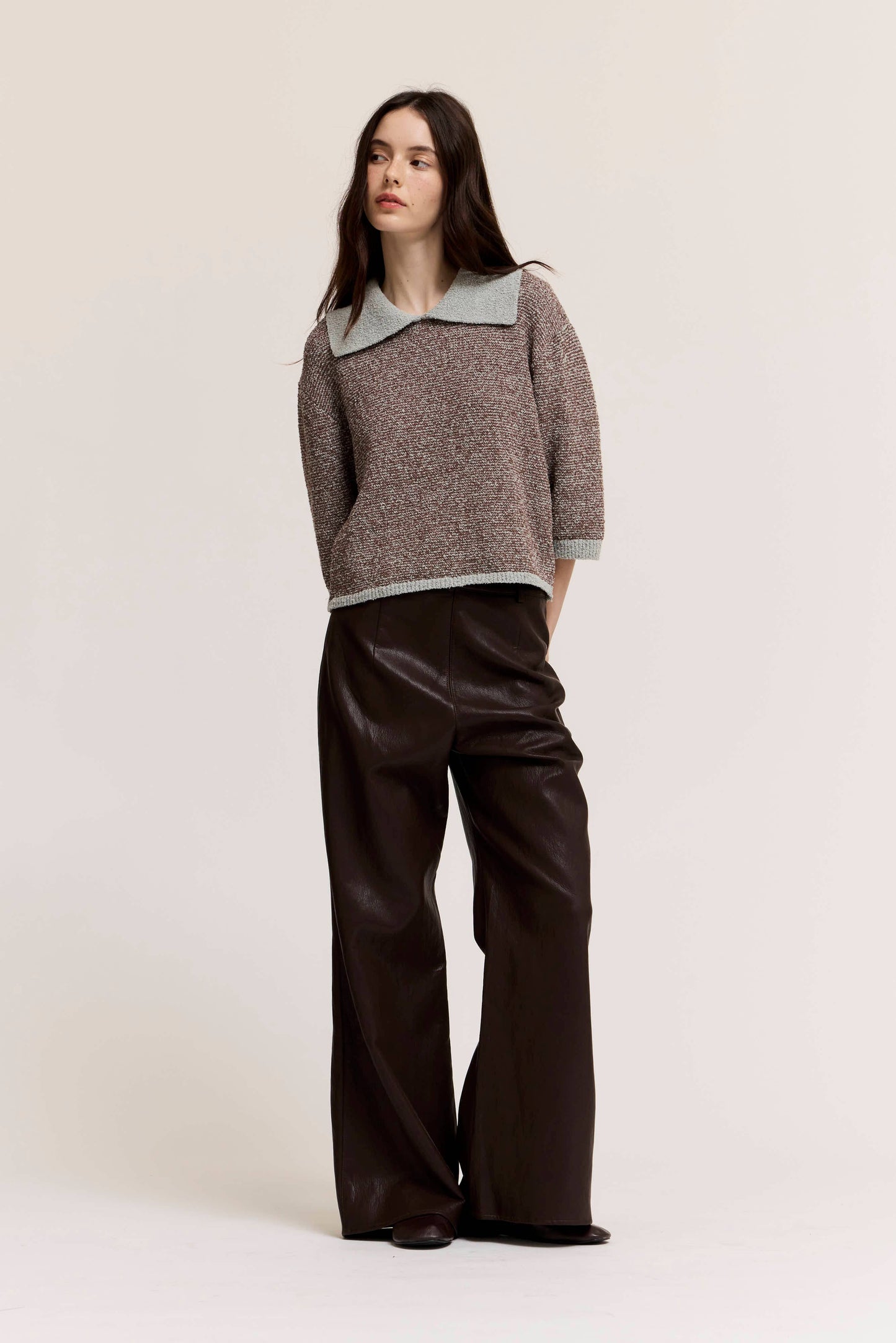Gemma Two Tone Knit Collar Top