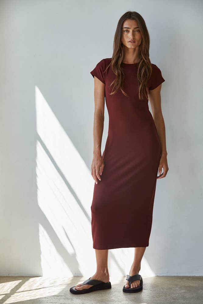 Kelly Classic Knit Rayon Spandex Tee Midi Dress