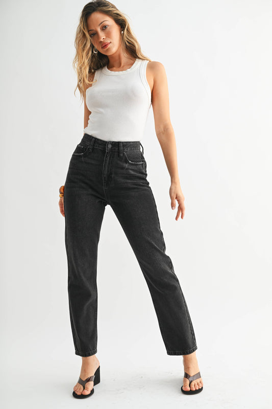 Darcy Non Stretch Mom Jean-Black
