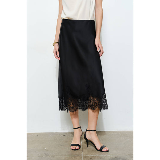 Poppy Classic Silky with Lace Midi Skirt