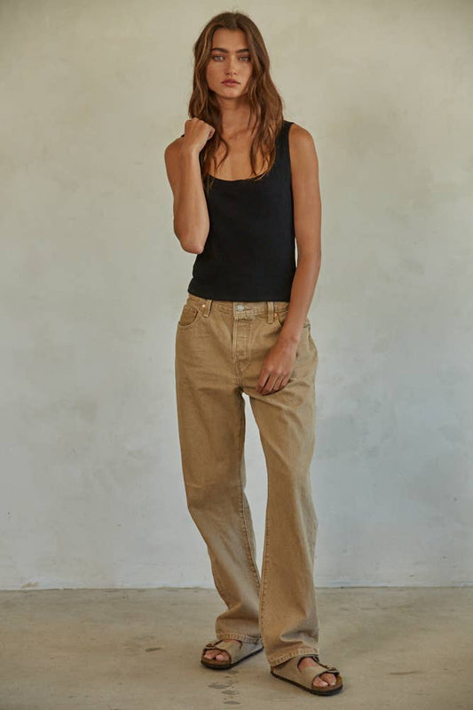 Knit Ribbed Scoop Neck Sleeveless Top