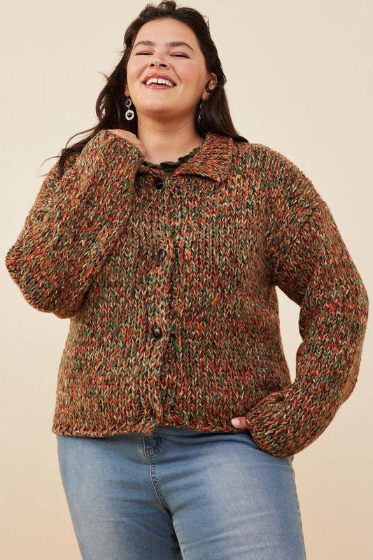 Eunice Multicolor Yarn Chunky Cropped Sweater Cardigan