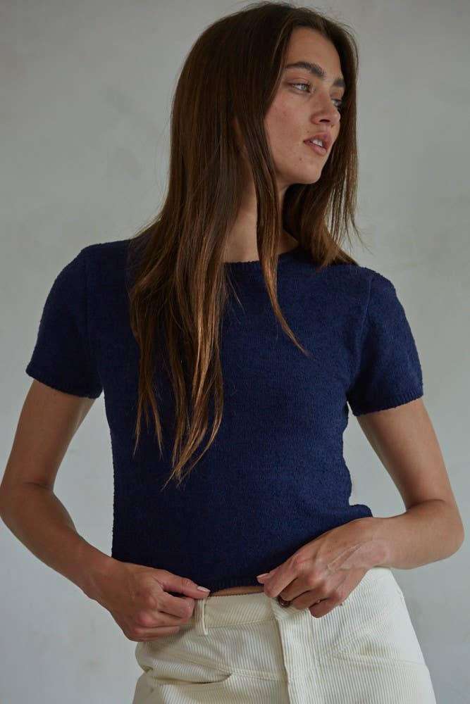 Mocha Knit Sweater Crop Top Tee