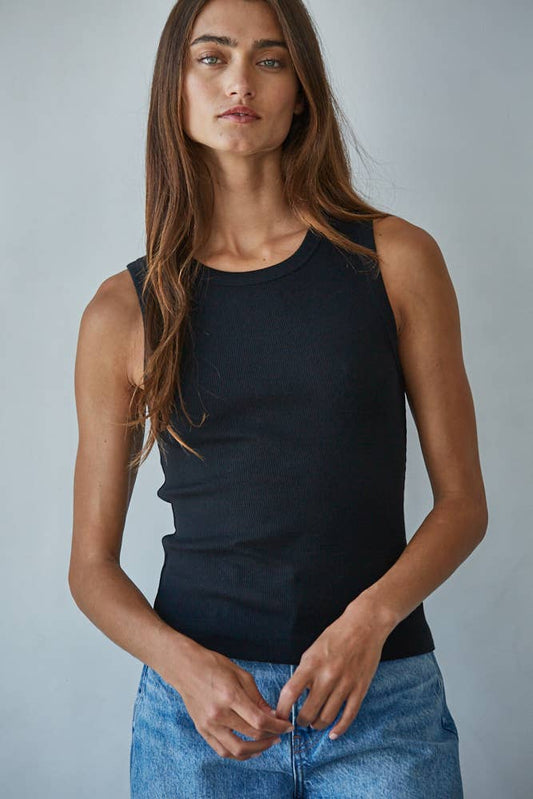 Helen Knit Cotton Ribbed Tank Top