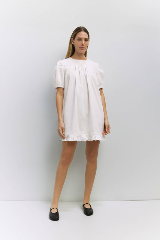 The Frankie Babydoll Ruffle Dress - White