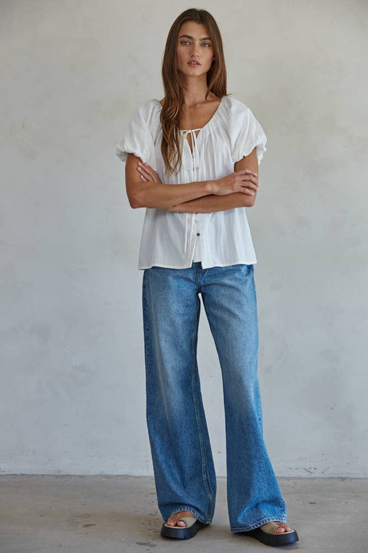 Sera Woven Cotton Nylon Top