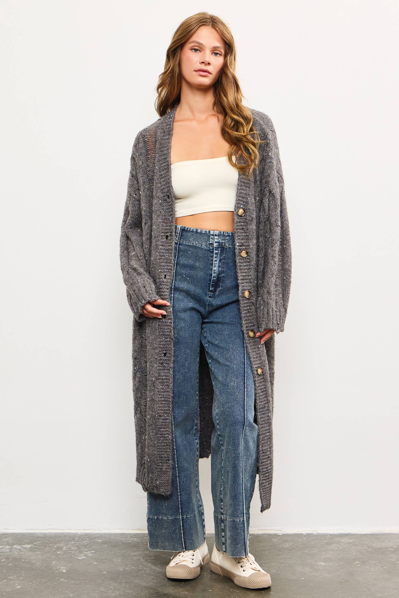 Cornelia Long Cardigan- Wheat