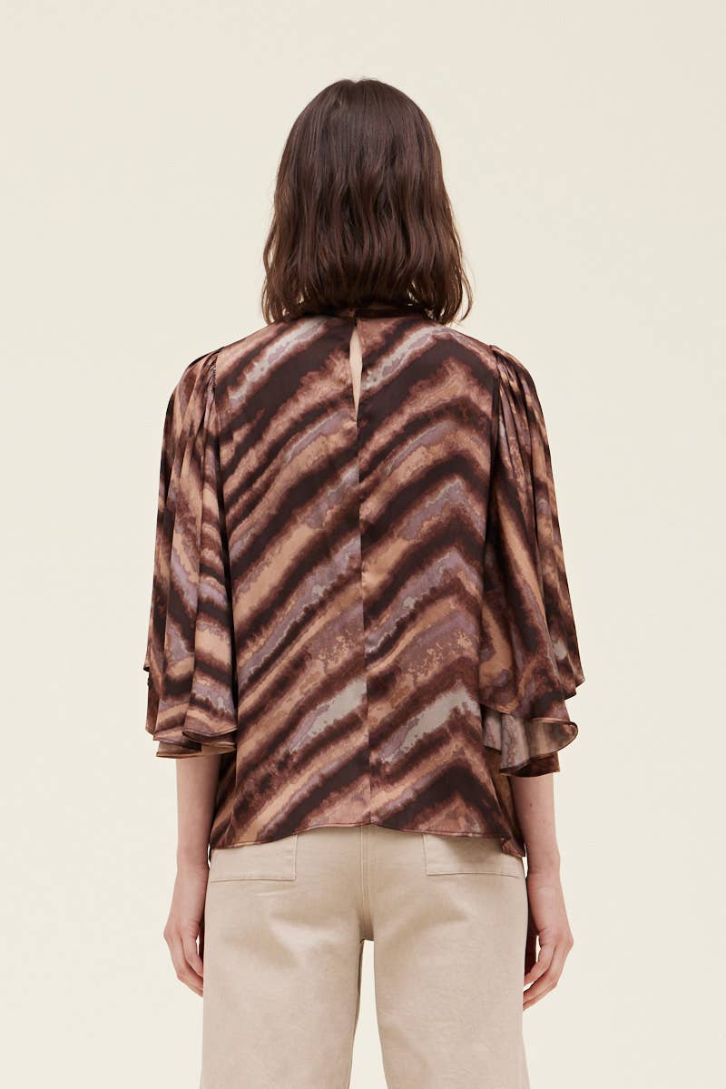 Quartz Pleated Sleeve Top