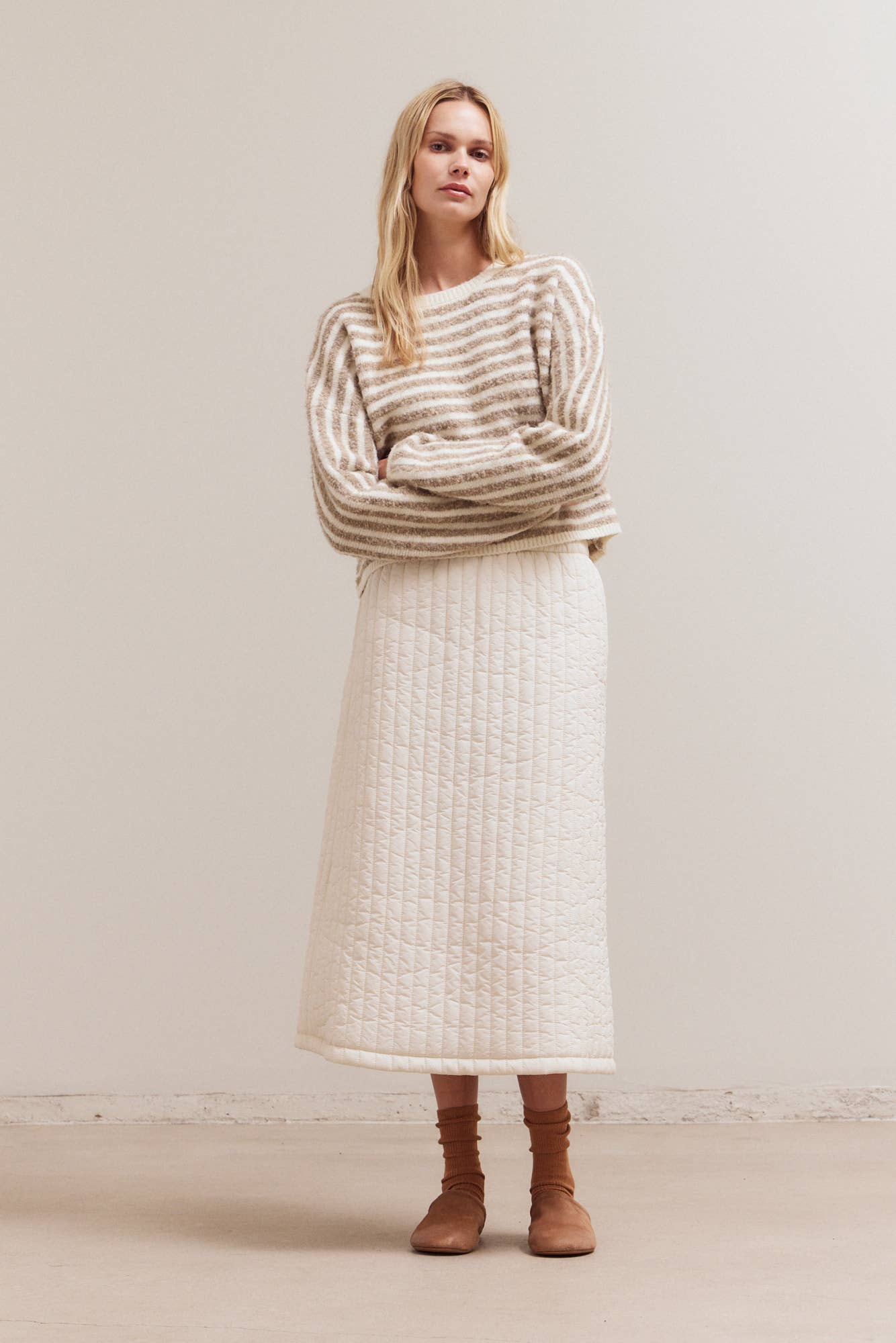 Frida Ivory & Chai Striped Sweater