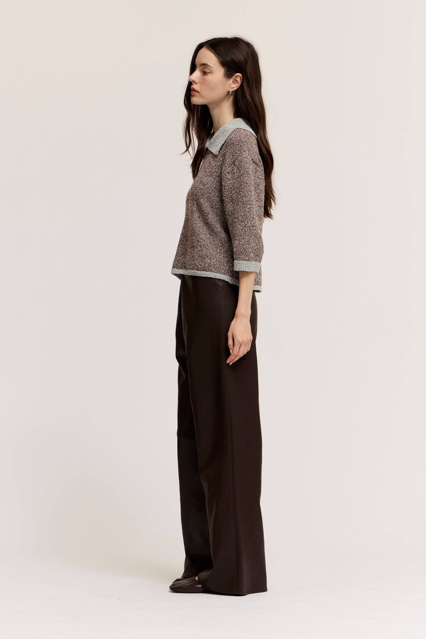 Gemma Two Tone Knit Collar Top