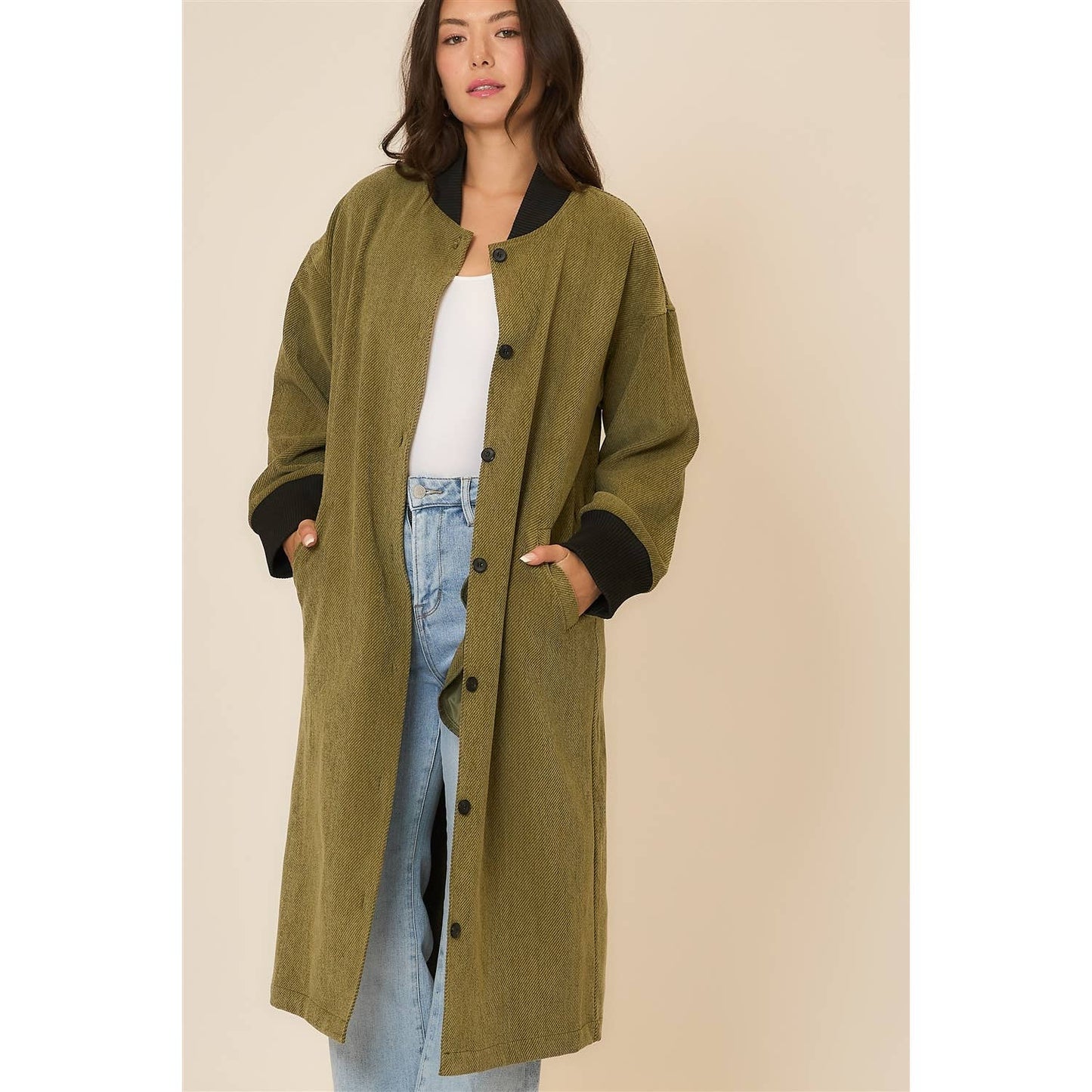 Joann Corduroy Button Up Long Coat