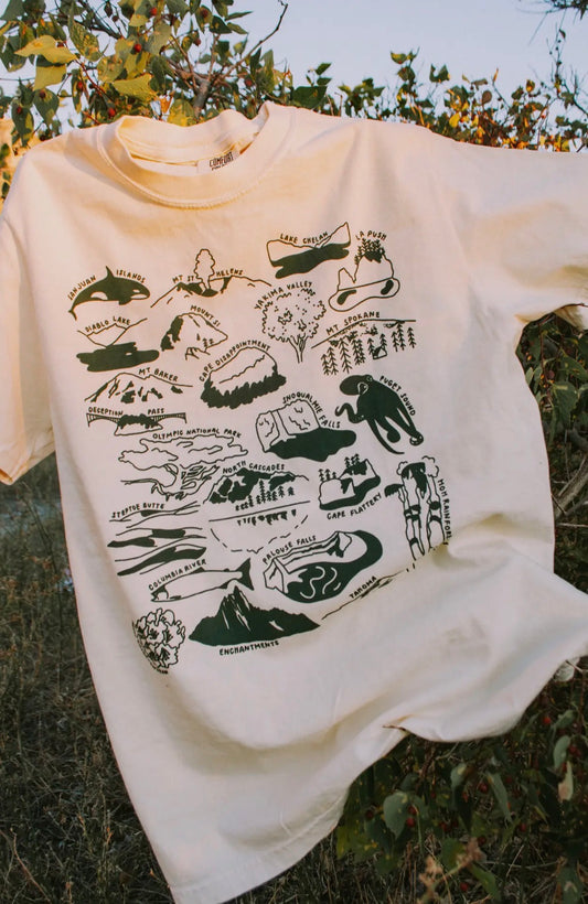 Washington Scenic Location Souvenir Cotton Tee Shirt