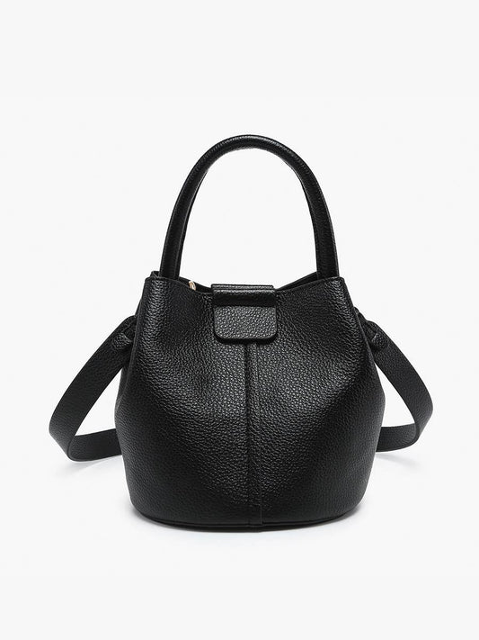 Farrah Bucket Bag w/ Top Handle & Inner Bag: Black