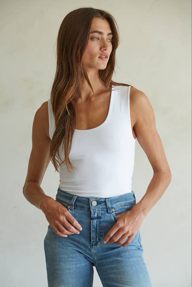 White Seamless Lined Tank Top