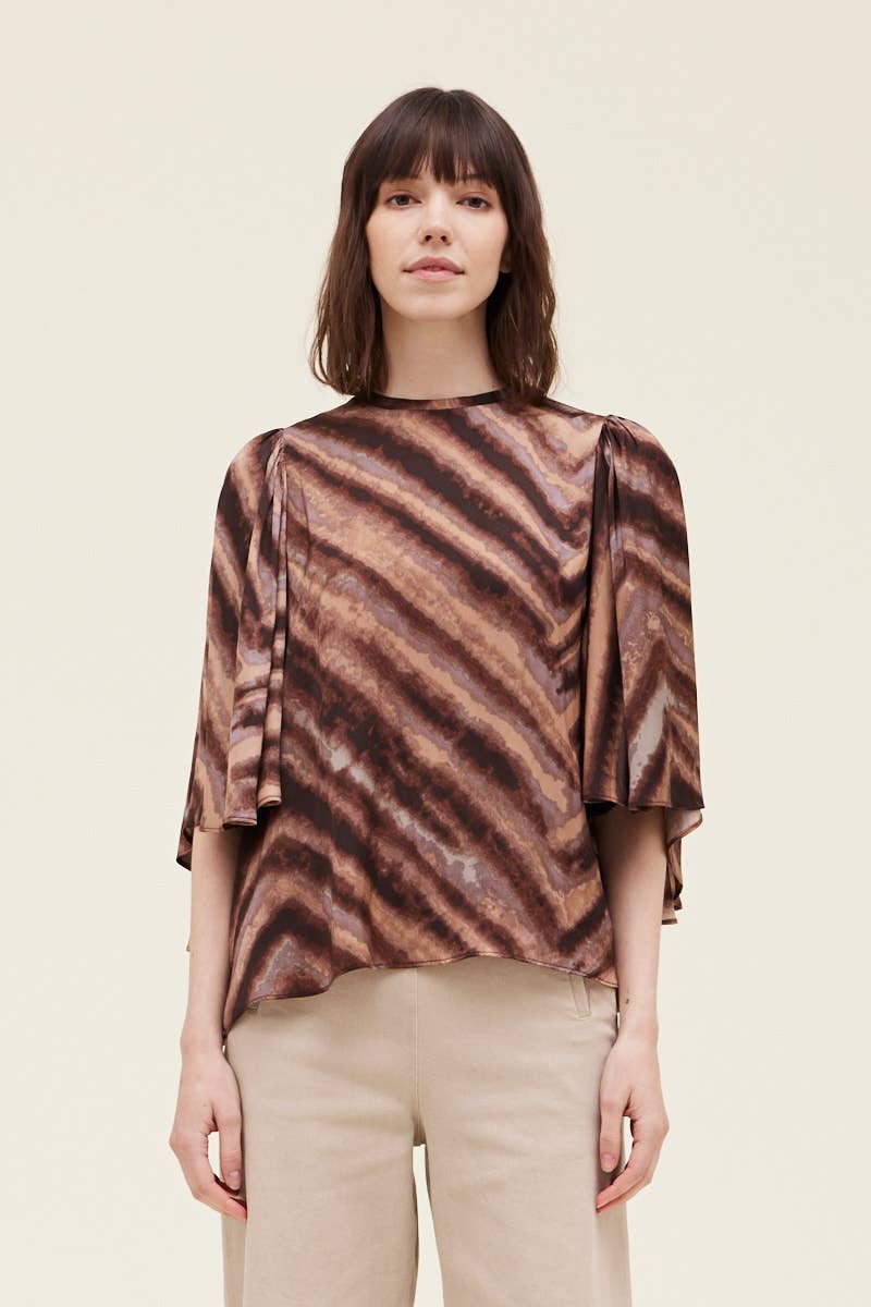 Quartz Pleated Sleeve Top