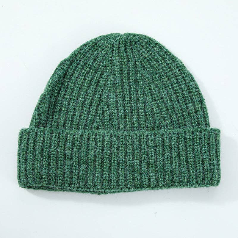 Coffee Simple Ribbed Cuffed Knit Beanie