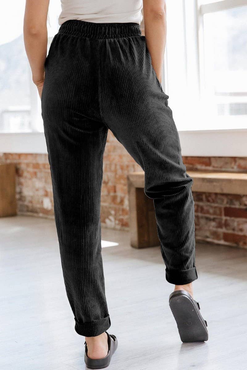 Mallory Corduroy Pants with Elastic Waistband