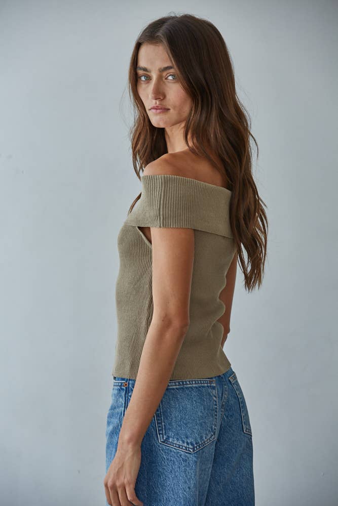 Mya Knit Ribbed Off The Shoulder Top